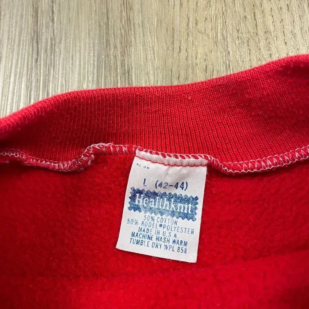 Vintage Sweatshirt Mens Large Red Apple Computers 80s Logo Fleece Crewneck
